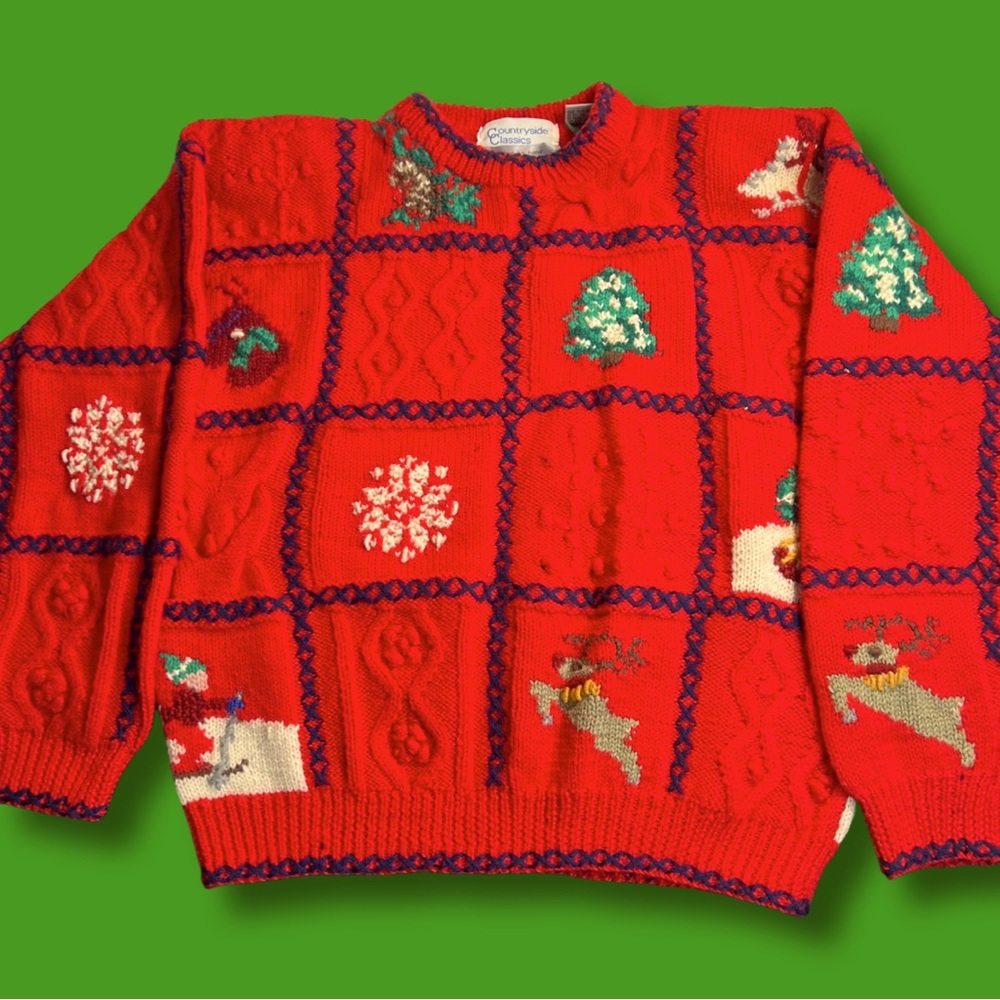 Vintage Christmas Holiday Pullover Sweater Wool M